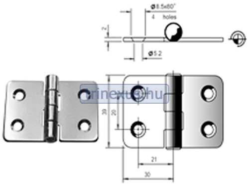 Scharnier Edelstahl 60 x 39 mm