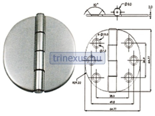 Scharnier mit Edelstahl 65 mm abgedeckt