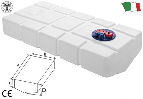 Kraftstofftank keilförmig zum Einbau 57 Liter 60x50x15-23 cm