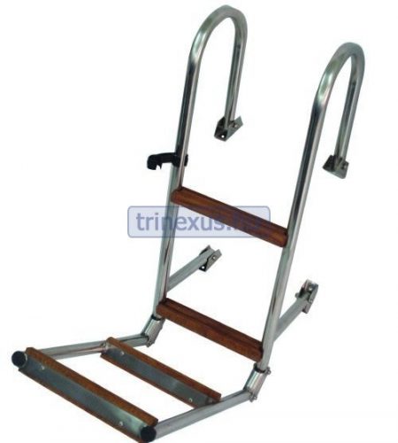 Bootsleiter mit 4 Grad Metall-Teak-Handlauf 110 cm