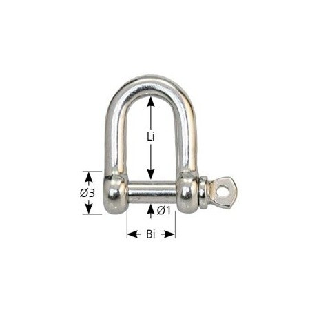 Edelstahlschäkel D-Form 4mm        <10-St.Pack>